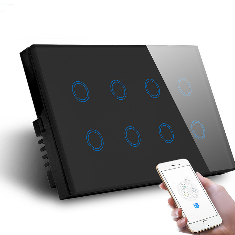 8 Gang Smart Switch Wifi Smart Wall Touch Light Glass Panel OEM Tuya